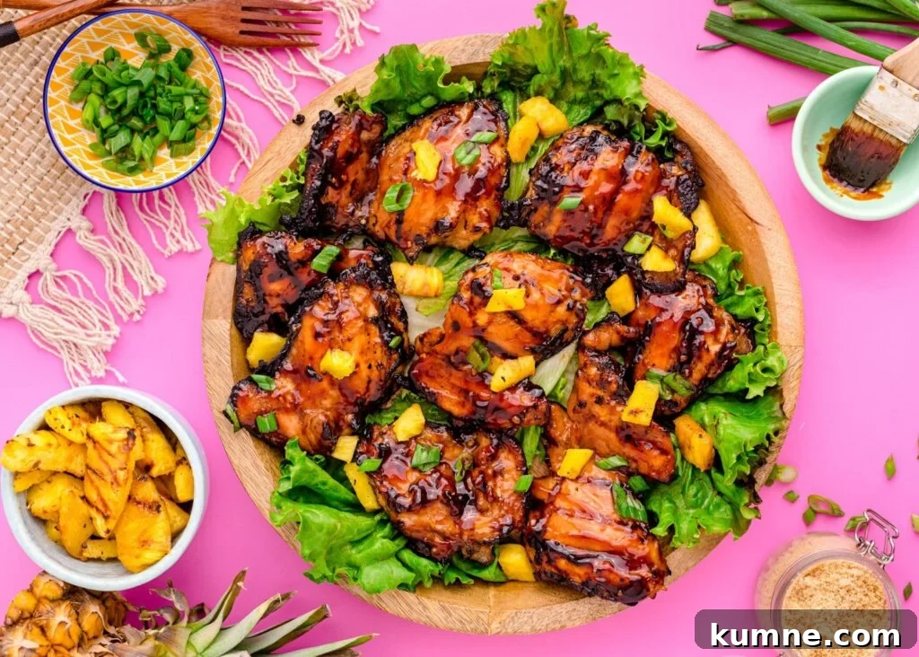 Huli huli chicken on a platter.