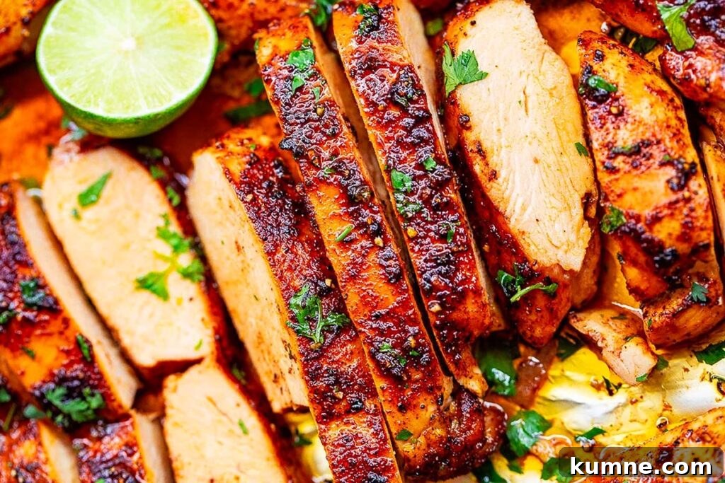 Cut up baked lime cilantro chicken breasts.