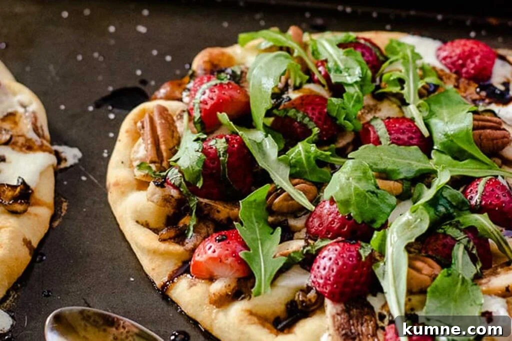 Strawberry Balsamic Chicken Flatbread on a tray.