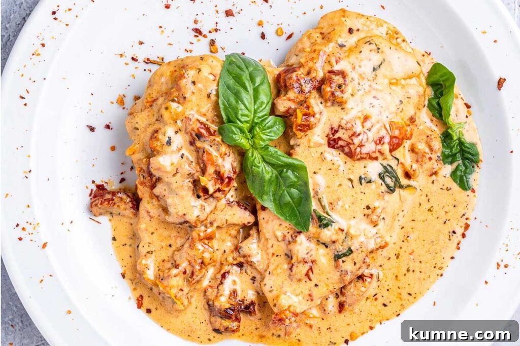 Chicken with red sauce on a plate.