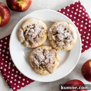 Apple Crumble Cookie Recipe — Soft Baked Fall Cookies, Step-by-Step 19 apple crumble cookies on a plate from overhead close up