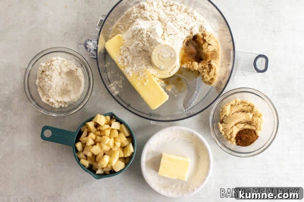 Apple Crumble Cookie Recipe — Soft Baked Fall Cookies, Step-by-Step 4 ingredients in small bowls