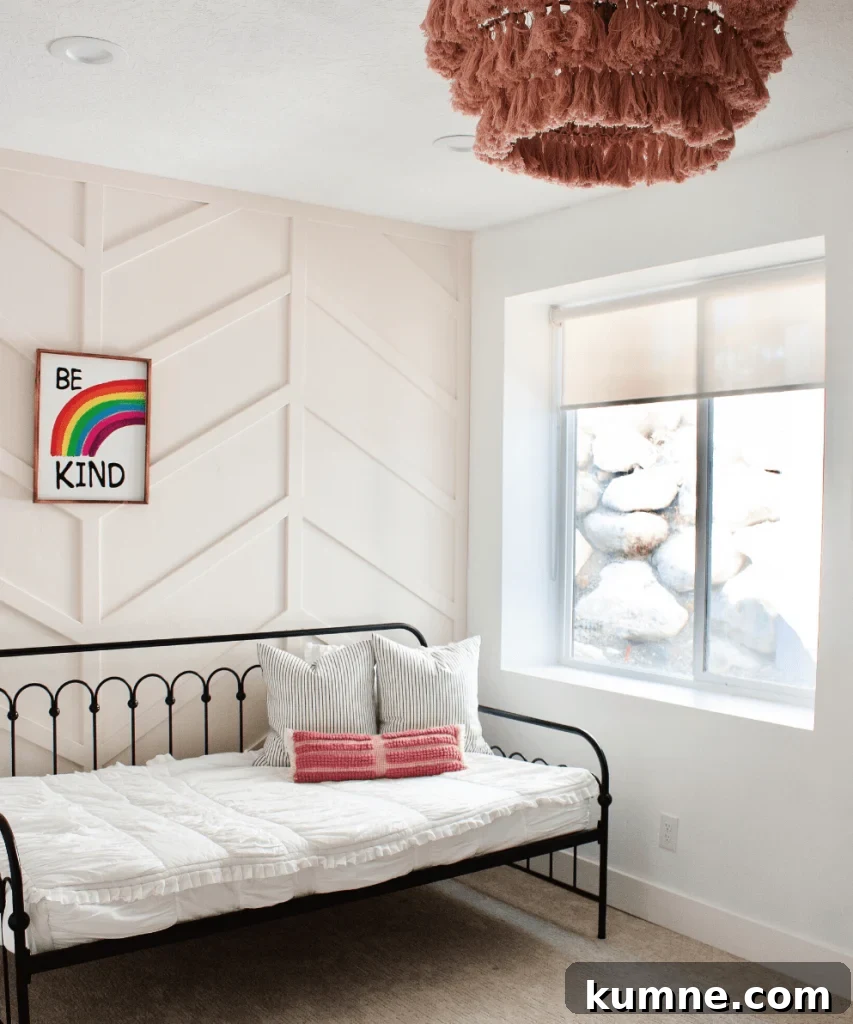12 Gorgeous Board and Batten Bedroom Wall Ideas You’ll Love 19 herringbone board and batten in a bedroom