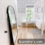 12 Gorgeous Board and Batten Bedroom Wall Ideas You’ll Love 24 black and white floral wallpaper in a bedroom