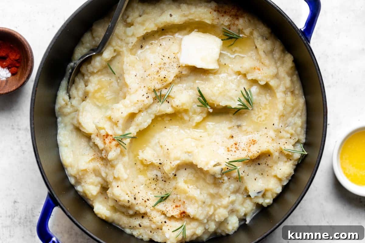 Creamy Mashed Cauliflower That Tastes Like Potatoes 5 mashed cauliflower potatoes with butter