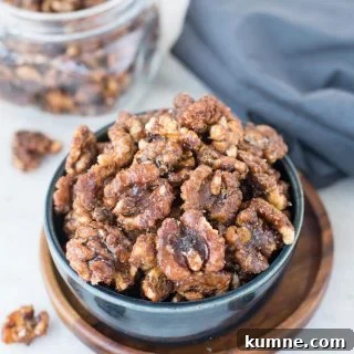These candied walnuts are roasted with honey and spices until crunchy, then tossed in brown sugar. Honey spiced candied walnuts are addictive snacks, can be added to salads and perfect for gifting this holiday season.