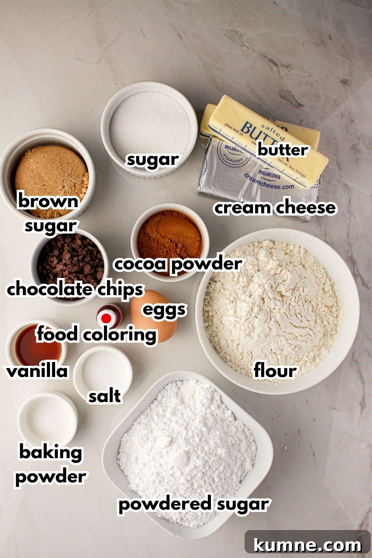 Bowls of ingredients on a counter ready to cook.