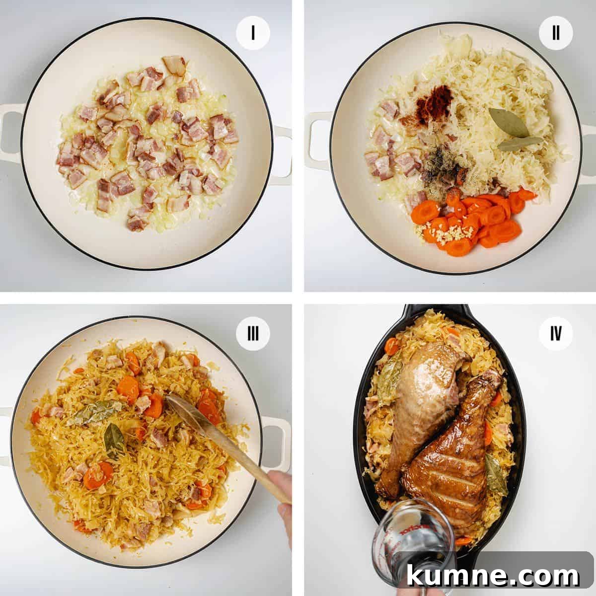 Authentic Serbian Baked Sauerkraut Recipe for Savory Comfort 4 Four steps to cooking this Serbian podvarak.