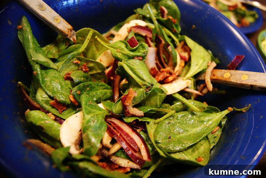 Hot Bacon Dressing and Spinach Salad with Boiled Eggs