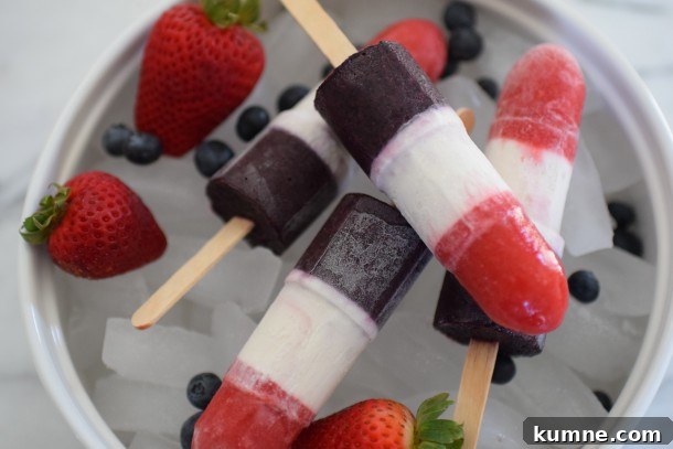 all-natural red, white and blue popsicles | pamela salzman