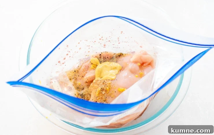 Chicken in a zip-top bag with marinade