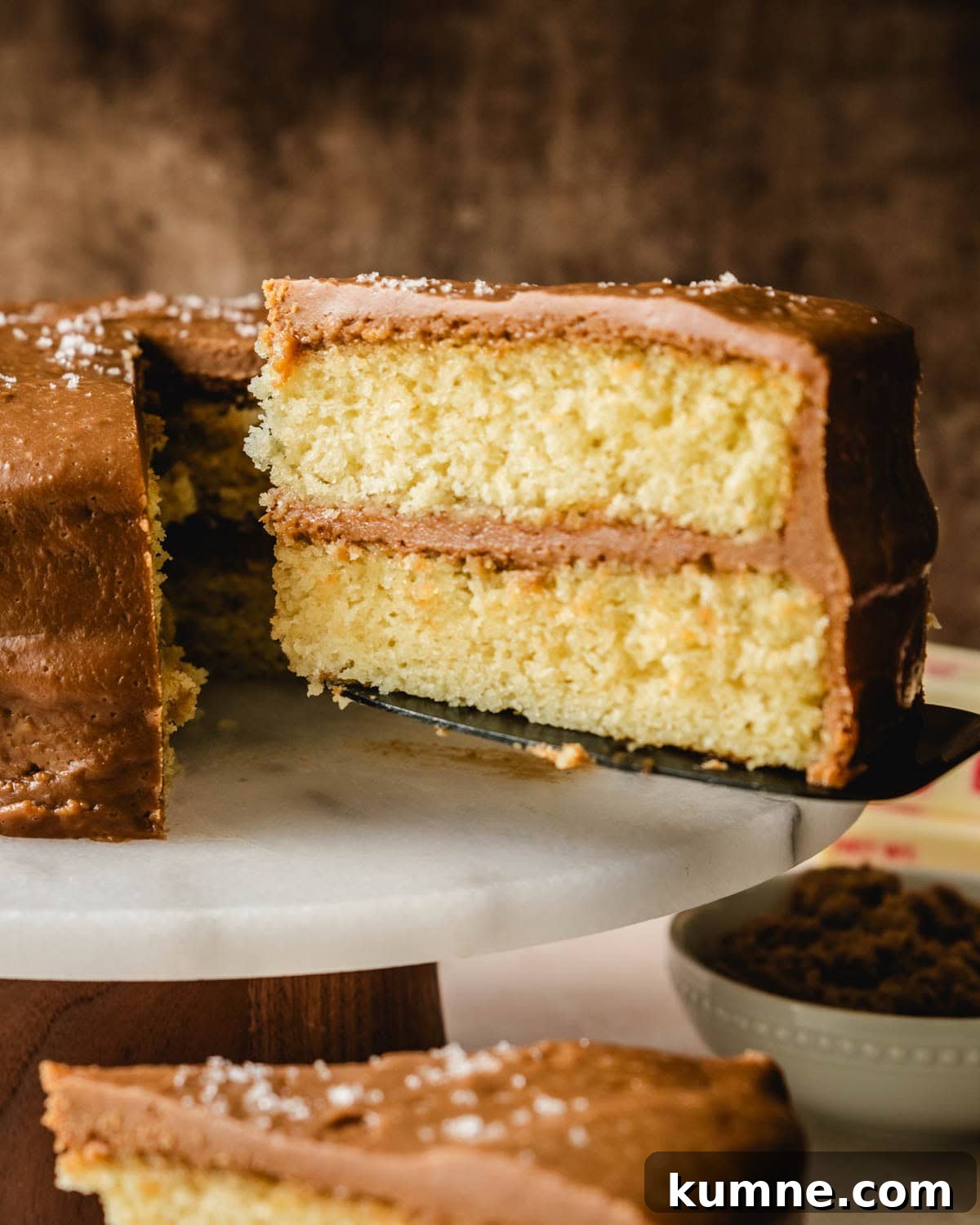 Saving a slice of salted caramel cake.