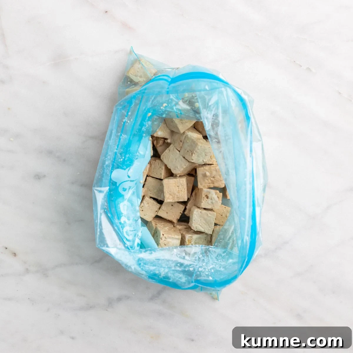 Tofu coated in cornstarch